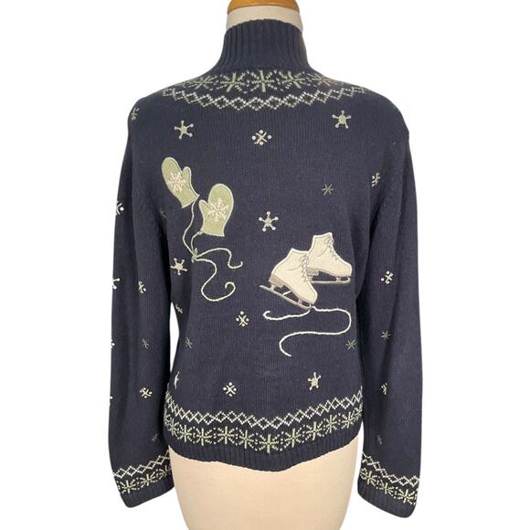 Vintage Christopher & Banks Hand Embroidered Small Jacket Ice Skates & Mittens - Picture 2 of 11